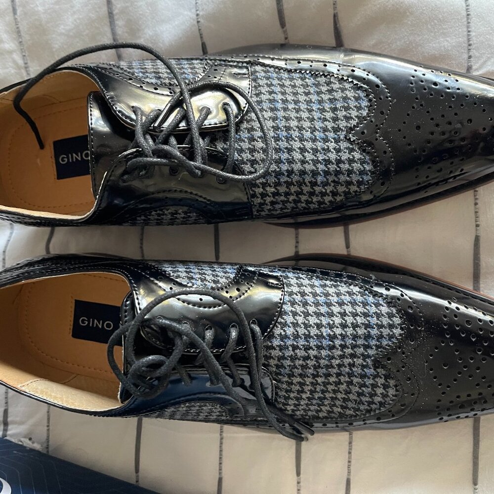 Gino Vitale Houndstooth Wingtip Derby Shoes Size 11